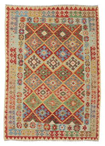  Kelim Afghan Old Style Matot 147X210 Oranssi/Tummanpunainen Carpetvista