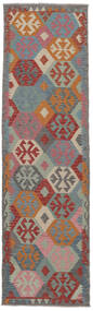  Kilim Afghan Old Style Tappeto 87X301 Di Lana Rosso Scuro/Grigio Scuro Piccolo Carpetvista