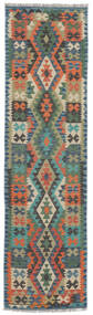 Tapete Oriental Kilim Afegão Old Style 81X295 Passadeira Verde Escuro/Preto (Lã, Afeganistão)