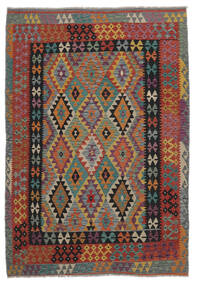Kelim Afghan Old Style Tæppe 197X290 Mørkerød/Sort Uld, Afghanistan Carpetvista