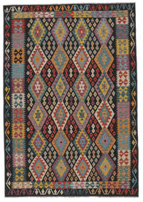  Kilim Afgán Old Style 201X294 Gyapjúszőnyeg Fekete/Barna Carpetvista