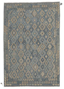 201X296 絨毯 キリム アフガン オールド スタイル オリエンタル ダークグレー/ダークイエロー (ウール, アフガニスタン) Carpetvista