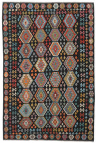  Kilim Afghan Old Style Rug 196X302 Wool Black/Brown Carpetvista