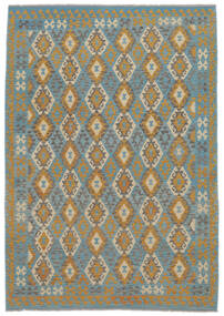  204X302 Kelim Afghan Old Stil Teppich Braun/Dunkelgrau Afghanistan Carpetvista
