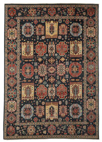 243X345 Kazak Fine Teppich Orientalischer Schwarz/Braun (Wolle, Afghanistan) Carpetvista