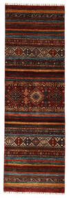 80X249 絨毯 Shabargan モダン 廊下 カーペット ブラック/ダークレッド (ウール, アフガニスタン) Carpetvista