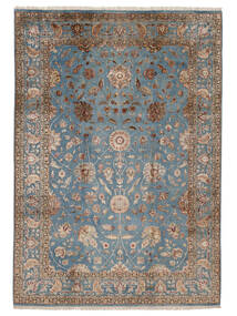 絨毯 オリエンタル カシャン インド ウール/Viscos 240X341 茶色/ブラック (ウール, インド)