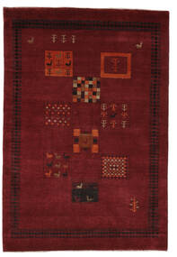 絨毯 ギャッベ Loribaft 150X220 ブラック/ダークレッド (ウール, インド)