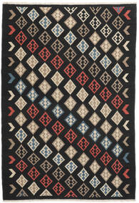 絨毯 オリエンタル キリム ファーシュ 206X301 ブラック/ダークグレー (ウール, ペルシャ/イラン)