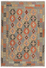  Orientalsk Kelim Afghan Old Style Teppe 207X293 Brun/Svart Ull, Afghanistan Carpetvista