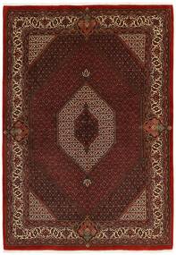  Persisk Bidjar Med Silke Teppe 155X217 Svart/Mørk Rød ( Persia/Iran)