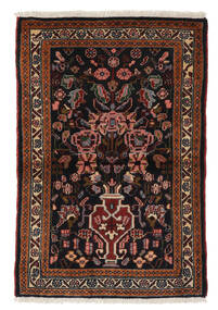 62X91 Asadabad Teppich Orientalischer Schwarz/Dunkelrot (Wolle, Persien/Iran) Carpetvista