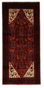 絨毯 ペルシャ バルーチ 128X265 廊下 カーペット ブラック/ダークレッド (ウール, ペルシャ/イラン)
