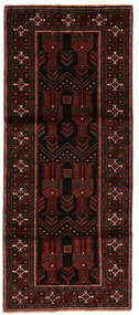 絨毯 バルーチ 134X290 廊下 カーペット ブラック/ダークレッド (ウール, ペルシャ/イラン)