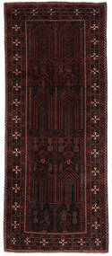 Persischer Belutsch Teppich 111X278 Läufer Schwarz/Dunkelrot (Wolle, Persien/Iran)