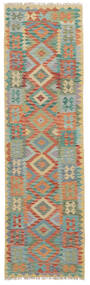  Orientalsk Kelim Afghan Old Style Tæppe 85X290Løber Grøn/Orange Uld, Afghanistan Carpetvista