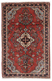  Persischer Asadabad Teppich 65X102 Dunkelrot/Schwarz (Wolle, Persien/Iran)