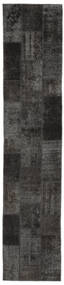 絨毯 Patchwork - Persien/Iran 82X407 廊下 カーペット ブラック (ウール, ペルシャ/イラン)