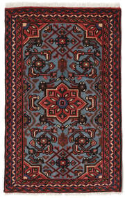 62X100 Alfombra Hosseinabad Fine Oriental Negro/Rojo Oscuro (Lana, Persia/Irán) Carpetvista