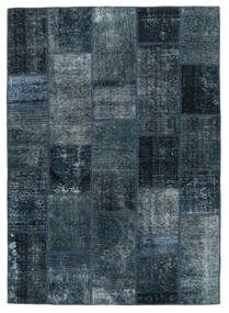 145X203 Patchwork Vloerkleed Modern Zwart/Donkerblauw (Wol, Perzië/Iran) Carpetvista