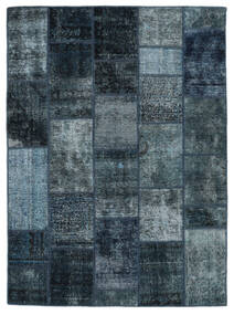 146X202 Patchwork Rug Modern Black/Dark Blue (Wool, Persia/Iran) Carpetvista