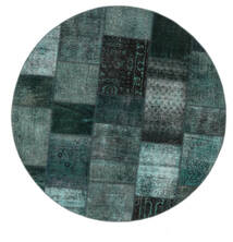 絨毯 Patchwork - Persien/Iran Ø 200 ラウンド ブラック/ダークターコイズ (ウール, ペルシャ/イラン)