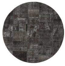  Ø 250 Patchwork - Persien/Iran Rug Modern Round Black/Dark Grey Large (Wool, Persia/Iran) Carpetvista