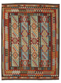  Kelim Afghan Old Style Matot 184X247 Villamatto Musta/Tummanpunainen Matto Carpetvista