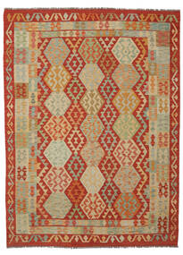 Kilim Afghan Old Style Rug 180X243 Brown/Dark Red Wool, Afghanistan Carpetvista