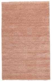 Handloom Fringes 100X160 Small Terracotta Plain (Single Colored) Wool Rug