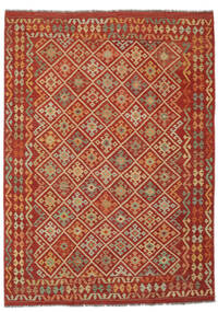  Kelim Afghan Old Style Matot 216X301 Tummanpunainen/Ruskea Carpetvista
