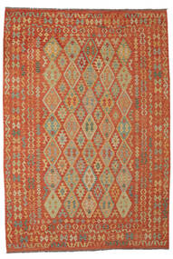  Kilim Afghan Old Style Rug 205X295 Dark Red/Brown Carpetvista