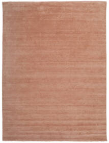 Handloom Fringes 300X400 Large Terracotta Plain (Single Colored) Wool Rug