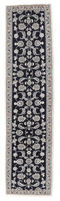  Orientalischer Nain Teppich 71X297 Läufer Schwarz/Dunkelgrau Wolle, Persien/Iran Carpetvista