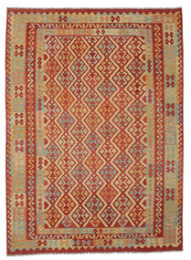 214X293 Kelim Afghan Old Style Matot Matto Itämainen Tummanpunainen/Ruskea (Villa, Afganistan) Carpetvista