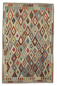  196X294 Kelim Afghan Old Style Matot Matto Tummanpunainen/Ruskea Afganistan Carpetvista