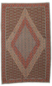158X256 Kelim Senneh Fine Matta Orientalisk Brun/Mörkröd (Ull, Persien/Iran) Carpetvista