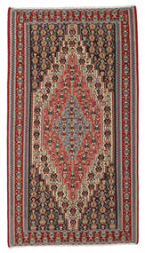 144X258 Tappeto Kilim Senneh Fine Orientale Rosso Scuro/Marrone (Lana, Persia/Iran) Carpetvista