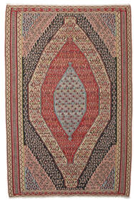 Tappeto Persiano Kilim Senneh Fine 157X234 Marrone/Rosso Scuro (Lana, Persia/Iran)