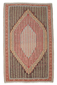 Tappeto Persiano Kilim Senneh Fine 154X243 Marrone/Rosso Scuro (Lana, Persia/Iran)