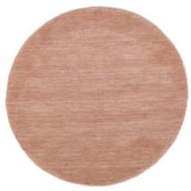 Handloom Ø 100 Small Terracotta Plain (Single Colored) Round Wool Rug