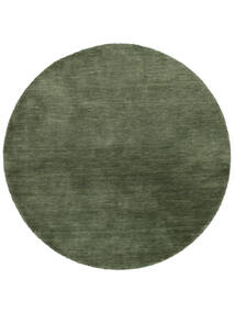 Handloom Ø 100 Small Forest Green Plain (Single Colored) Round Wool Rug
