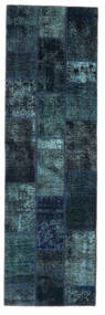 78X255 Tapis Patchwork Moderne De Couloir Noir/Bleu Foncé (Laine, Perse/Iran) Carpetvista