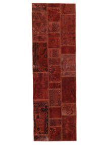 絨毯 パッチワーク 80X251 廊下 カーペット ダークレッド/ブラック (ウール, ペルシャ/イラン)