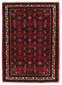  Perzisch Hosseinabad Vloerkleed 67X94 Zwart/Donkerrood (Wol, Perzië/Iran)