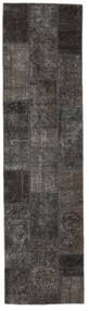  Persialainen Patchwork - Persien/Iran 81X305 Musta/Tummanharmaa Carpetvista