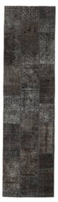  Patchwork Rug 83X306 Vintage Persian Wool Black/Dark Grey Small Carpetvista
