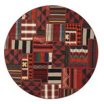 Kilim Tekkeh Rug Ø 150 Round Dark Red/Black Wool, Persia/Iran Carpetvista