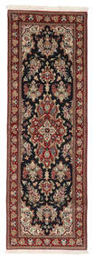 70X206 Ghom Kork/Seide Teppich Orientalischer Läufer Schwarz/Braun (Wolle, Persien/Iran) Carpetvista