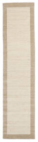  80X350 Plain (Single Colored) Small Handloom Frame Rug - Natural White/Beige Wool
